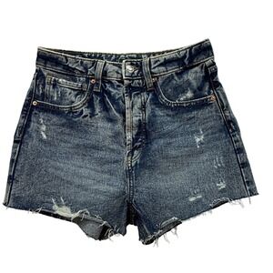 Wild Fable Denim Shorts Women 4‎ Blue High Rise Cutoff Distressed Dark Acid Wash